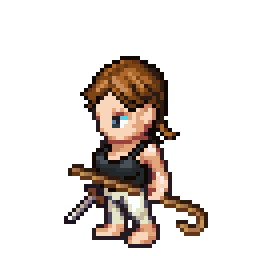 Brown-haired character thrust animation