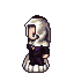 Purple hooded character spellcast animation