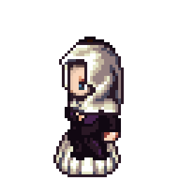 Purple hooded character walk animation